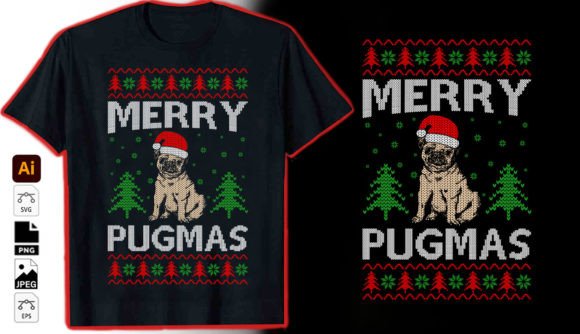 Celebrate with the Merry Pugmas Graphic Vector Tshirt