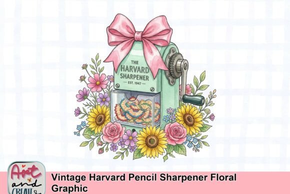 Charming Nostalgia: The Harvard Pencil Sharpener Floral Graphic